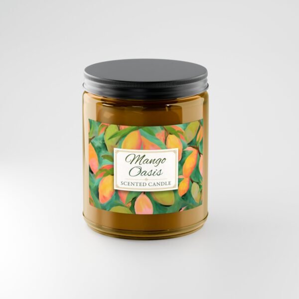 Mango Oasis candle in 9oz amber jar