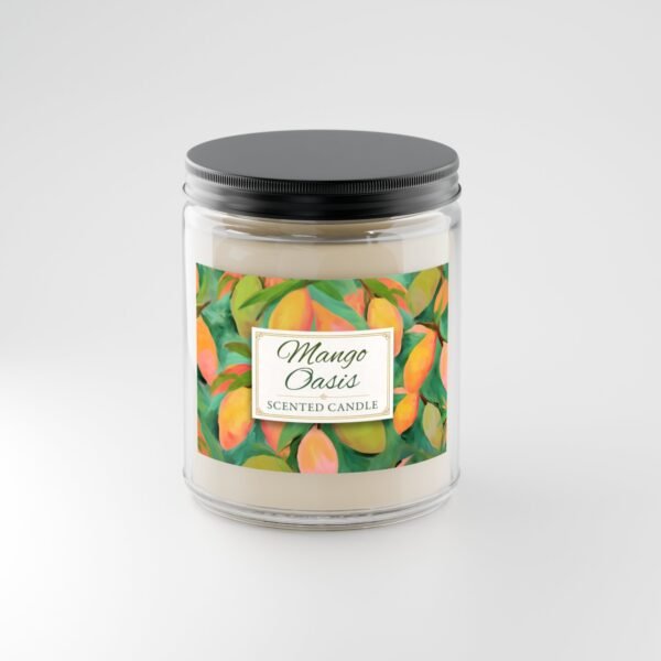 Mango Oasis candle in 9oz clear jar