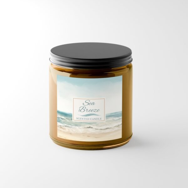Sea Breeze candle amber jar black lid