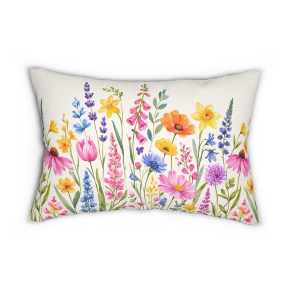 Spring Flowers lumbar pillow back view Spring Flowers lumbar pillow back view
