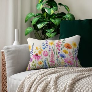 Spring Flowers lumbar pillow on sofa