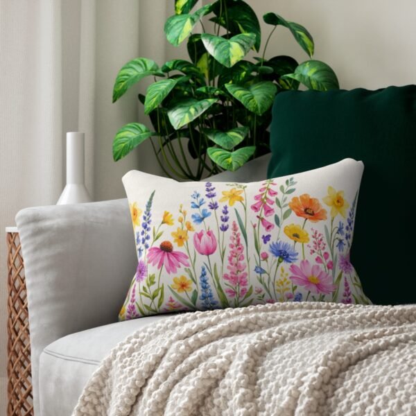 Spring Flowers lumbar pillow on sofa Spring Flowers lumbar pillow on sofa