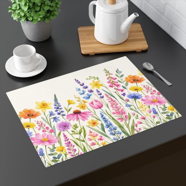 Spring Flowers placemat on dark table