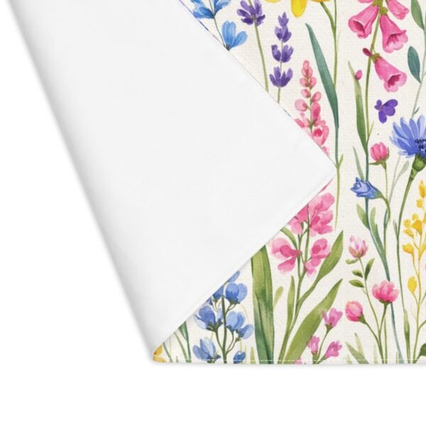 Spring Flowers placemat with corner folded showing backside