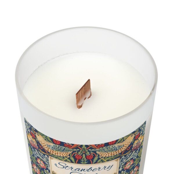 Strawberry Thief 11oz wood wick candle top view Strawberry Thief 11oz wood wick candle top view
