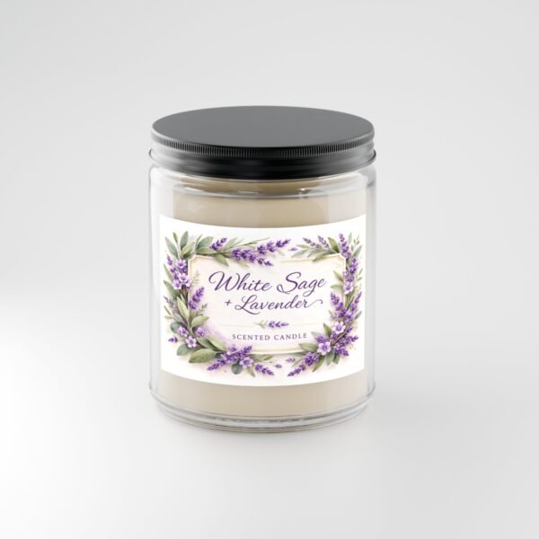 white sage lavender soy candle 9 oz clear jar