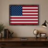 American Flag canvas wall art expresso in a black gold frame