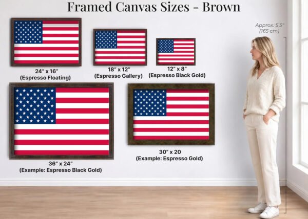 American Flag canvas wall art size guide brown American Flag canvas wall art size guide brown