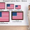 American Flag canvas wall art size guide brown