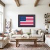 American Flag fine paper framed wall art in farmhouse setting American Flag fine paper framed wall art in farmhouse setting