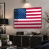 American Flag metal wall art with posts in a modern setting