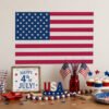 American Flag stick and peel wall art above a 4thofJuly party table American Flag stick and peel wall art above a 4thofJuly party table