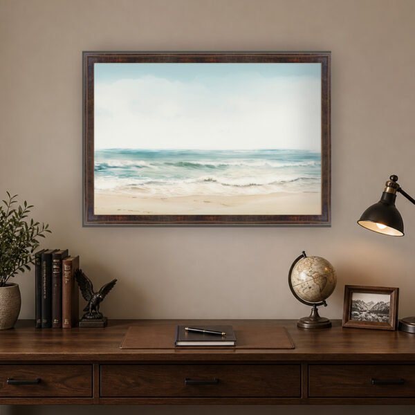 Ocean Breeze canvas wall art black gold frame in office