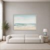 Ocean Breeze canvas wall art with natural floating frame in a modern living room