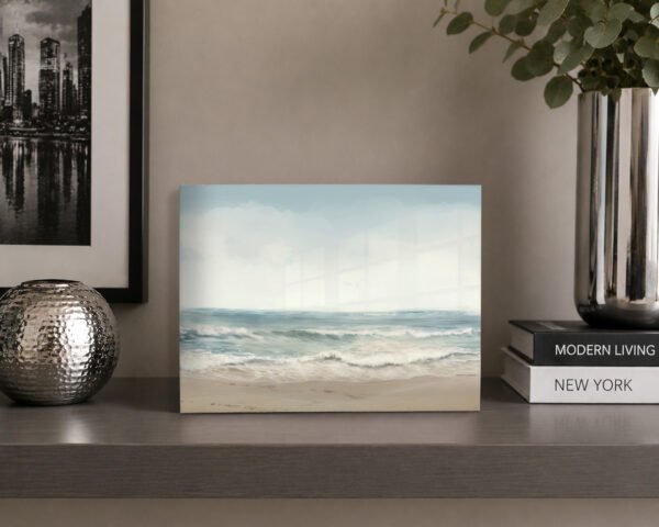 Ocean Breeze metal art on shelf