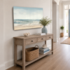 Ocean Breeze metal wall art in a coastal home entryway
