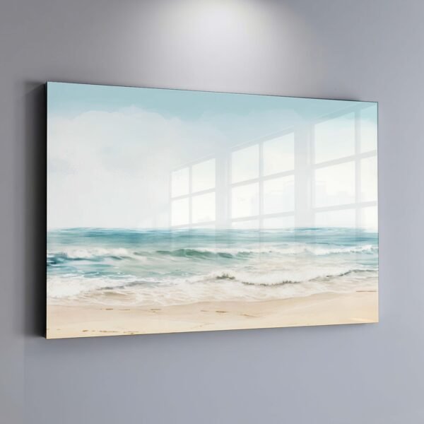 Ocean Breeze metal wall art on gray wall