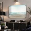 Ocean Breeze metal wall art with posts in a modern room setting