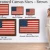 Rustic American Flag canvas wall art brown framed sizes