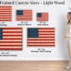 Rustic American Flag canvas wall art light wood framed sizes