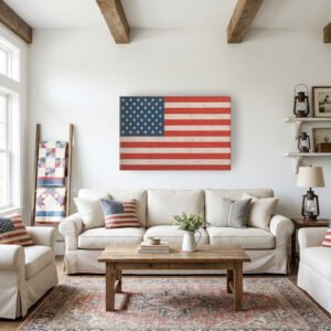 Rustic American Flag unframed canvas wall art