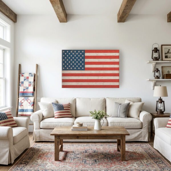 Rustic American Flag unframed canvas wall art