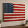 Rustic American Flag unframed canvas wall art side view