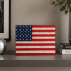 rustic american flag metal art on shelf