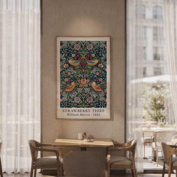 Strawberry Thief wall art in a restaurant Strawberry Thief wall art in a restaurant