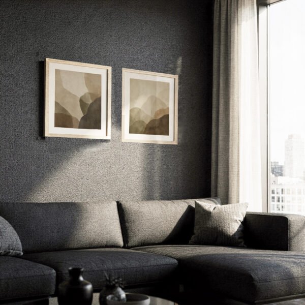Earthy Abrstract Square Set in living room