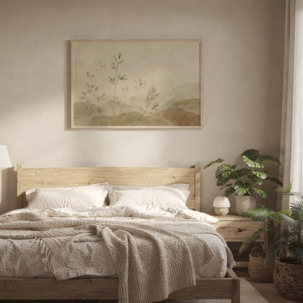 Earthy Abstract Botanical Horizontal in bedroom