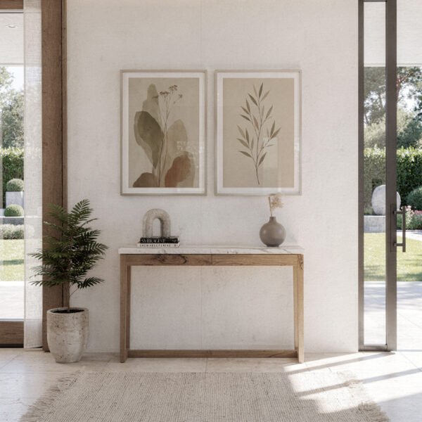 Earthy Abstract Botanicals Set in family room