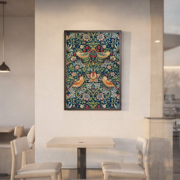 Strawberry Thief canvas wall art on resturant wall Strawberry Thief canvas wall art on resturant wall