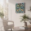 Strawberry Thief square canvas wall art on living room wall