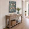 Strawberry Thief vertical canvas wall art in coastal entry way Strawberry Thief vertical canvas wall art in coastal entry way