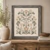 Botancial Motif canvas wall art with driftwood gray frame Botancial Motif canvas wall art with driftwood gray frame