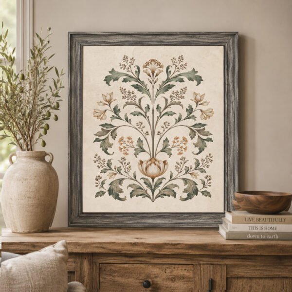 Botancial Motif canvas wall art with driftwood gray frame Botancial Motif canvas wall art with driftwood gray frame