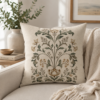 Botanical Motif decorative pillow on white couch Botanical Motif decorative pillow on white couch