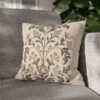Botanical Motif pillow on gray couch Botanical Motif pillow on gray couch