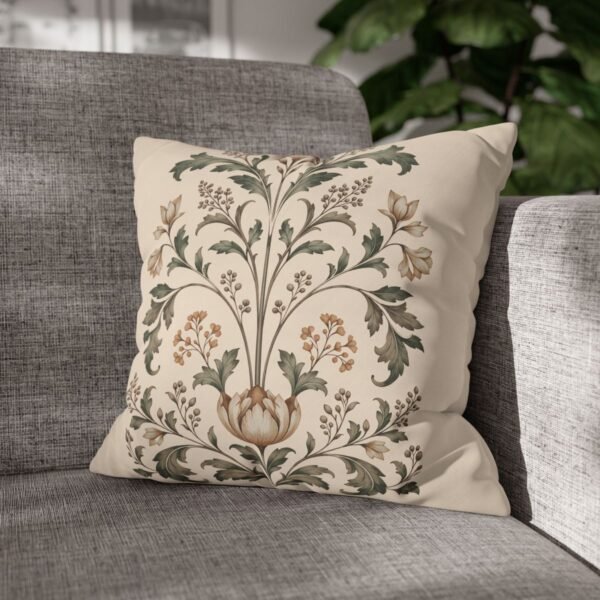 Botanical Motif pillow on gray couch Botanical Motif pillow on gray couch