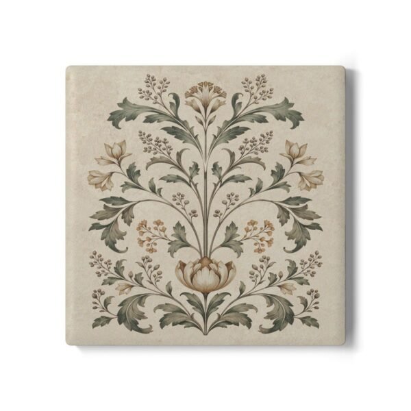 Botanical Motif square ceramic coaster
