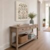 Botanical Motif unframed canvas wall art above table in entryway Botanical Motif unframed canvas wall art above table in entryway
