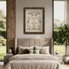 Botanical Motif with espresso gold frame in bedroom above bed Botanical Motif with espresso gold frame in bedroom above bed
