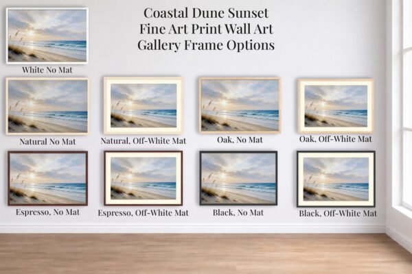 Coastal Dune Sunset Gallery Fine Art Fame Choices