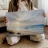 Coastal Dune Sunset fine art print with woman holding print
