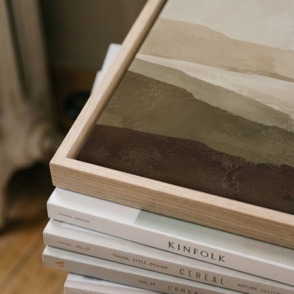 Earthy Abstract Landscape canvas wall art close up corner