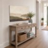 Earthy Abstract Landscape canvas wrapped wall art in entry way
