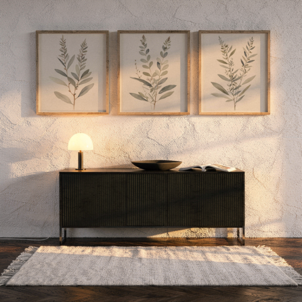 Tranquil Botanical Trio wall art in oak frames Tranquil Botanical Trio wall art in oak frames