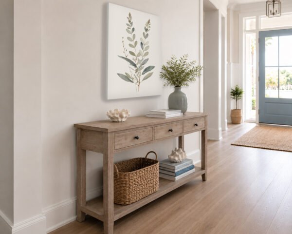 Tranquil Botanical canvas unframed wall art in entryway Tranquil Botanical canvas unframed wall art in entryway