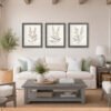 Tranquil Botanical canvas wall art set in living room Tranquil Botanical canvas wall art set in living room